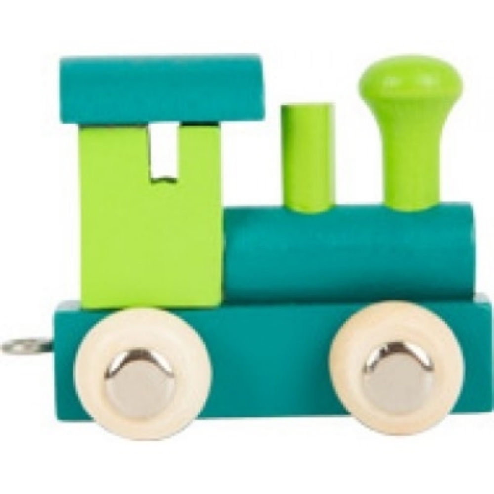 Bild von Lettertrein gekleurd Locomotief groen blauw