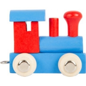 Bild von Lettertrein gekleurd Locomotief rood blauw