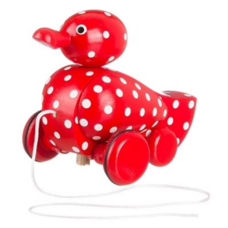 Image de Trekfiguur Eend rood met witte stippen