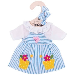 Bigjigs Poppenkleding jurkvest blauw wit gestreept BJ-BJD509 1