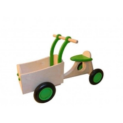 Bild von Groene houten bakfiets vierwieler-kinderloopfiets -Van Dijk Toys