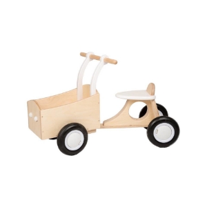 Bild von Witte houten bakfiets vierwieler-kinderloopfiets  Van Dijk Toys