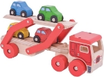 Image de Autotransporter met 4 autootjes hout Bigjigs