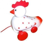 Image de Trekfiguur kip, wit met rode stippen