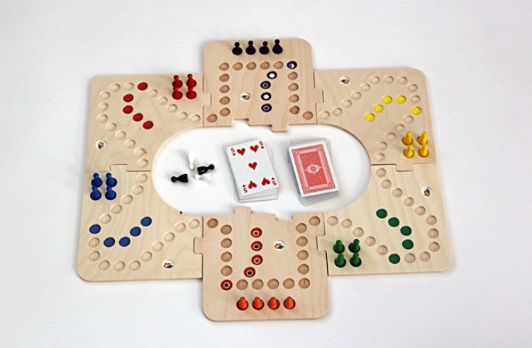 Image de Keez bord 2, 4 en 6 pers.Hout puzzelbord in kist
