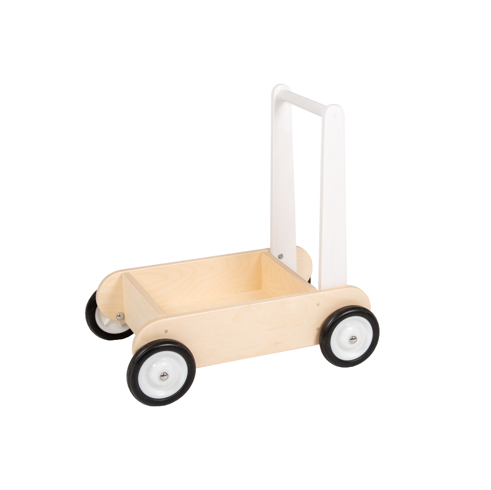 Picture of Leren loopwagen- wit Blokkenduwwagen Hout Van Dijk Toys