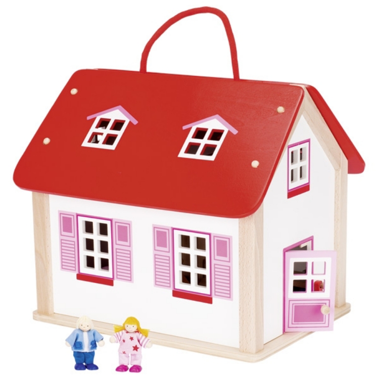 Bild von Draagbaar poppenhuis incl accessoires 24 delig Goki