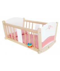 Image de Poppen schommelbedje wit  berkenhout Hape