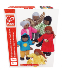 Afbeeldingen van Poppenhuis buig poppetjes Afrikaanse negroïde familie 6 stuks