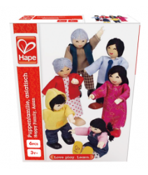 Afbeeldingen van Poppenhuis buig poppetjes Aziatische familie  6 stuks