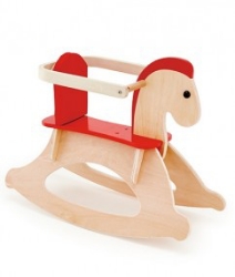 Afbeeldingen van Hobbelpaard hout rood-naturel Hape