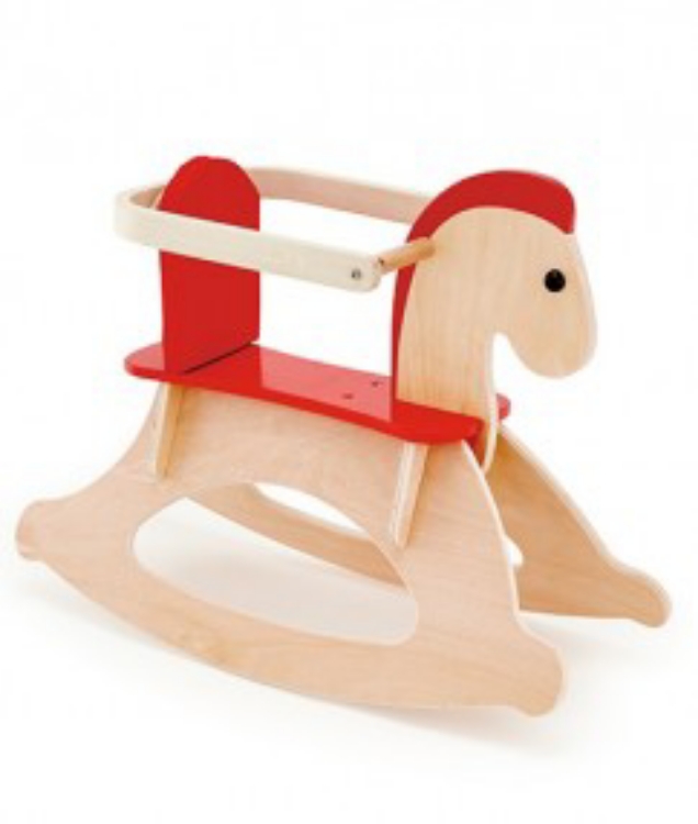 Afbeeldingen van Hobbelpaard hout rood-naturel Hape