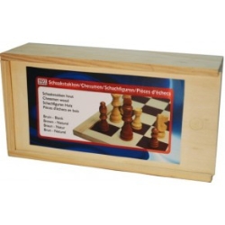 Image de Schaakstukken hout Bruin naturel Staunton maat 3. 77 mm.