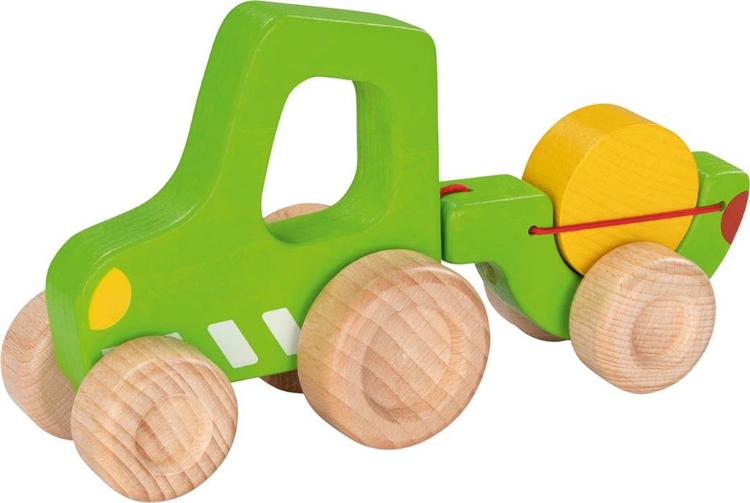 Bild von Houten tractor met aanhanger met hooi Goki