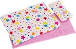 Image de Poppenbedset dekje, matras en kussen - wit met vrolijke sterren Goki