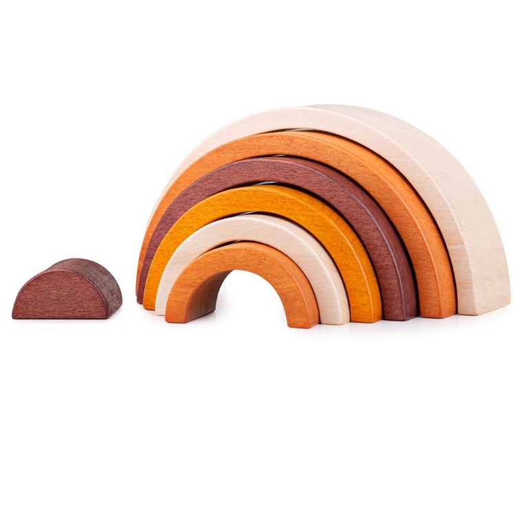 Image de Houten regenboog 7 bogen natuurkleuren rood-bruin-achtig Bigjigs
