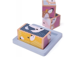 Image de Houten FSC blokkenpuzzel bosdieren 4 bloks
