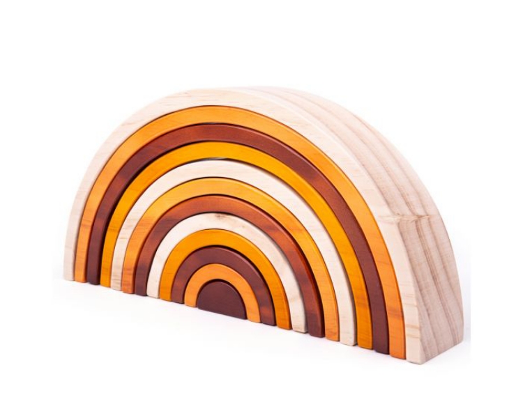 Image de Houten regenboog 12 bogen natuurkleuren rood-bruin-achtig Bigjigs
