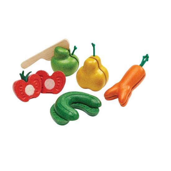 Afbeeldingen van Kromme groenten en fruit set kromkommer Plantoys