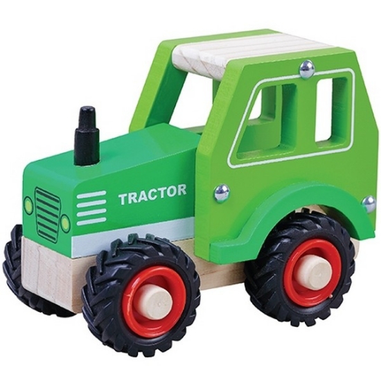 Afbeeldingen van Houten tractor met rubber wielen