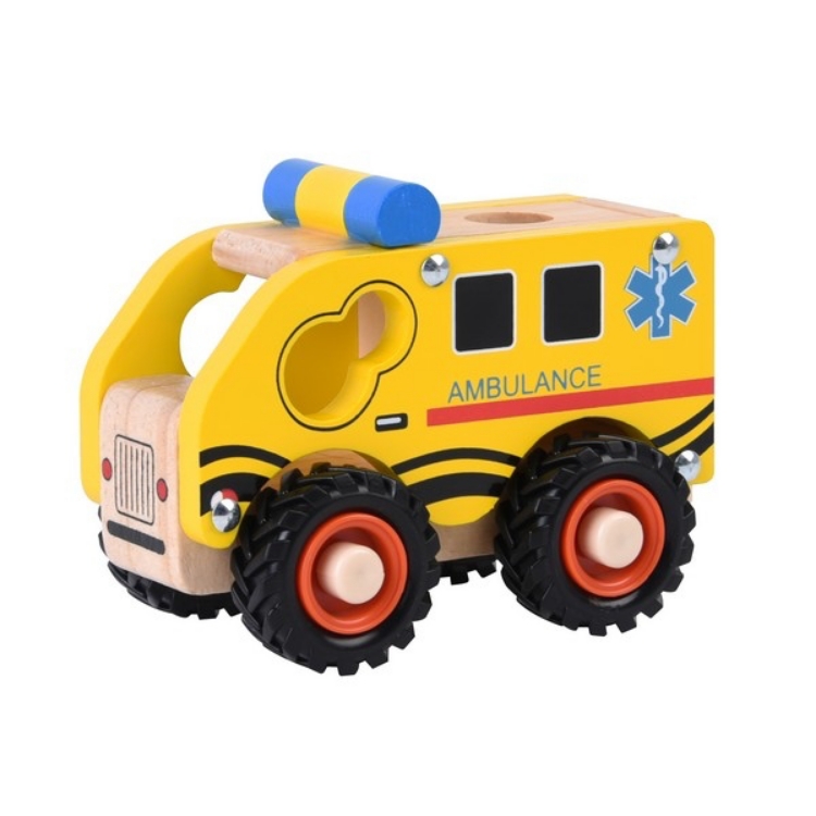 Afbeeldingen van Houten ambulance met rubber wielen