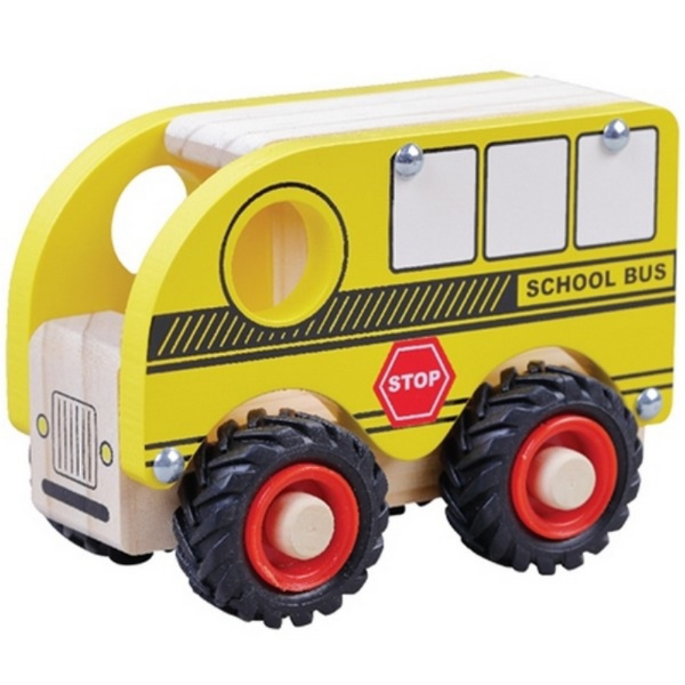 Image de Houten schoolbus met rubberen wielen