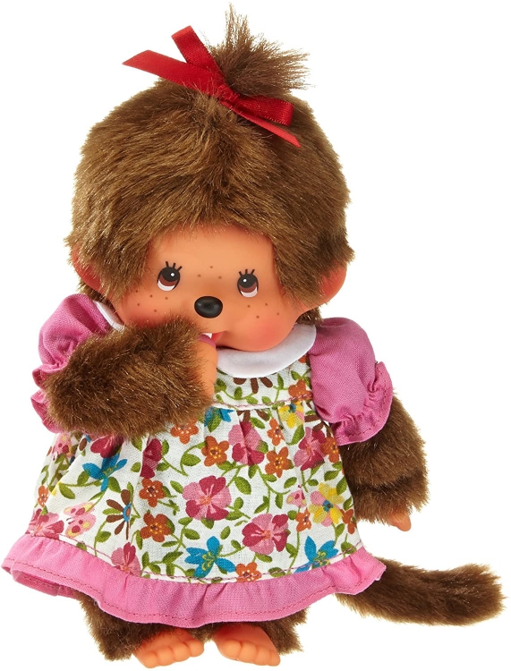 Afbeeldingen van Monchhichi meisje in bloemenjurk 20 cm