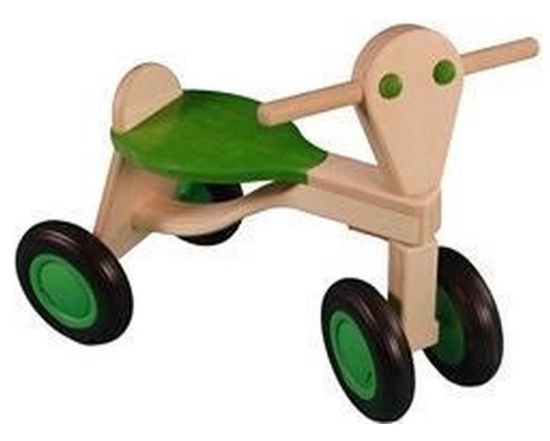 Afbeeldingen van Loopfiets berken hout lime groen Van Dijk Toys vierwieler kinderfiets