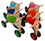 Afbeeldingen van Loopfiets berken hout lime groen Van Dijk Toys vierwieler kinderfiets