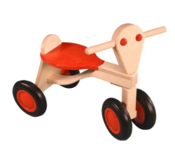 Bild von Loopfiets berken hout oranje Van Dijk Toys vierwieler kinderfiets