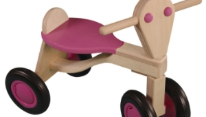 Bild von Loopfiets berken hout roze Van Dijk Toys vierwieler kinderfiets