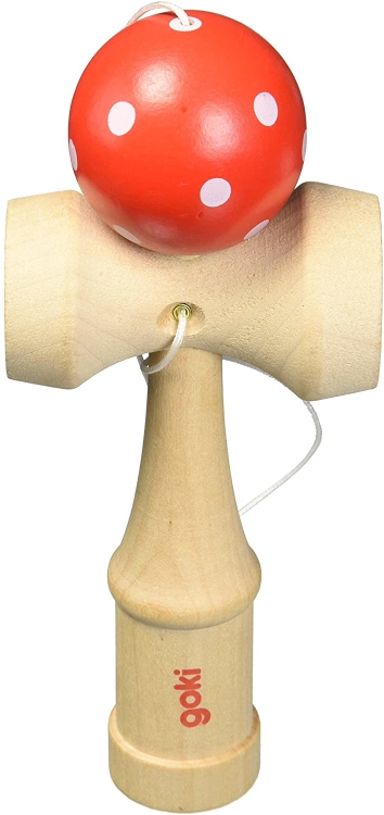 Image de Kendama hout met rode bal 16 cm Goki
