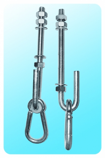 Image de Schommelhaken met karabijnsluiting schroefdraad en moer