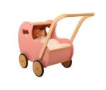 Afbeeldingen van Poppenwagen vintage oud-roze met open  hart hout Van Dijk Toys