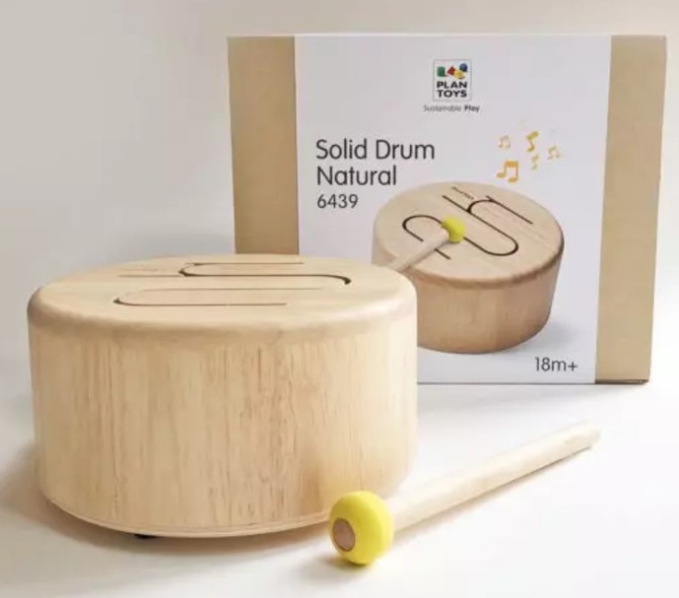 Afbeeldingen van Houten trommel naturel hout Plantoys