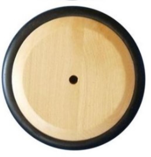 Afbeeldingen van Massief houten wiel blank met zwart rubber band 15 cm 150 mm.