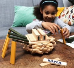 Image de Kapla, Spin 75 plankjes in kist, naturel -groen-geel
