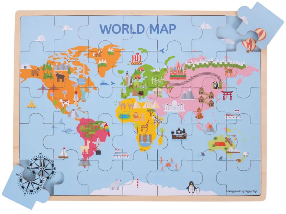 Image de Houten puzzel van de wereld Bigjigs