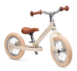 Trybike Steel 2-in-1 loopfiets Vintage Creme met luchtbanden, verstelbaar zadel en stalen frame – geschikt voor kinderen van 15 maanden tot 6 jaar.