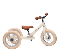 Trybike Steel 2-in-1 loopfiets Vintage Creme met luchtbanden, verstelbaar zadel en stalen frame – geschikt voor kinderen van 15 maanden tot 6 jaar.