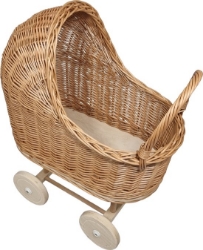Afbeeldingen van Poppenwagen riet zonder bekleding met vaste kap