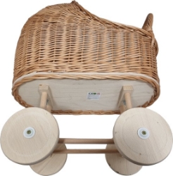 Afbeeldingen van Poppenwagen riet zonder bekleding met vaste kap