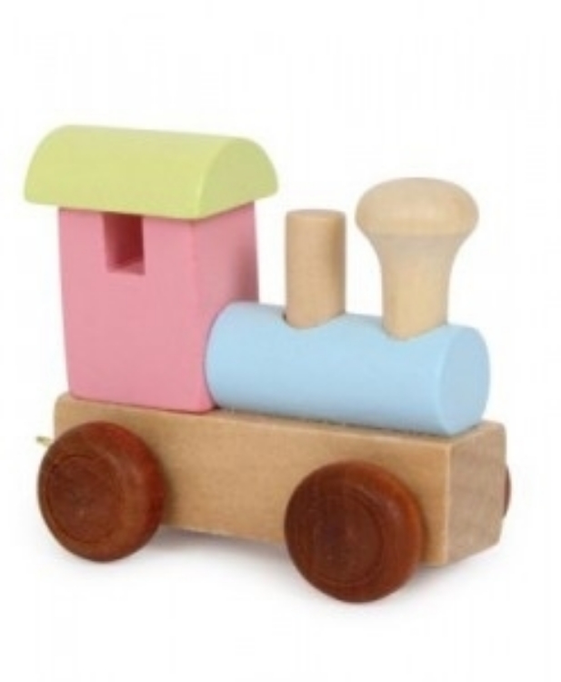 Bild von Lettertrein naturel lokomotief pastelkleur