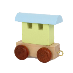 Image de Lettertrein naturel wagon Alfabet pastelkleur
