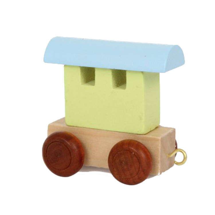 Bild von Lettertrein naturel wagon Alfabet pastelkleur