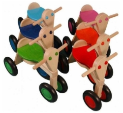 Van Dijk Toys Loopfiets Naturel/Groen - Houten 4-wieler kinderfiets - Vanaf 1 jaar