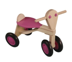 Afbeeldingen van Loopfiets berken hout roze Van Dijk Toys vierwieler kinderfiets