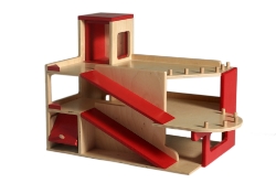 Bild von Garage, groot 2 verdiepingen met lift, rood/naturel, Van Dijk Toys