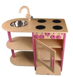 Image de Roze speel-kinderkeuken combi peuter hout Van Dijk Toys