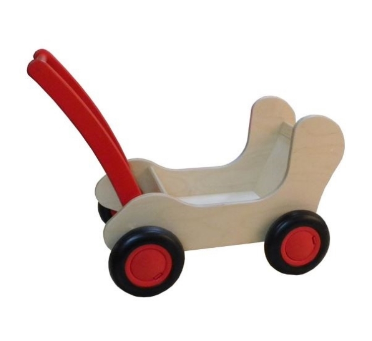 Image de Poppenwagen Combi Rood - Loopwagen-Blokkenduwwagen Van Dijk Toys